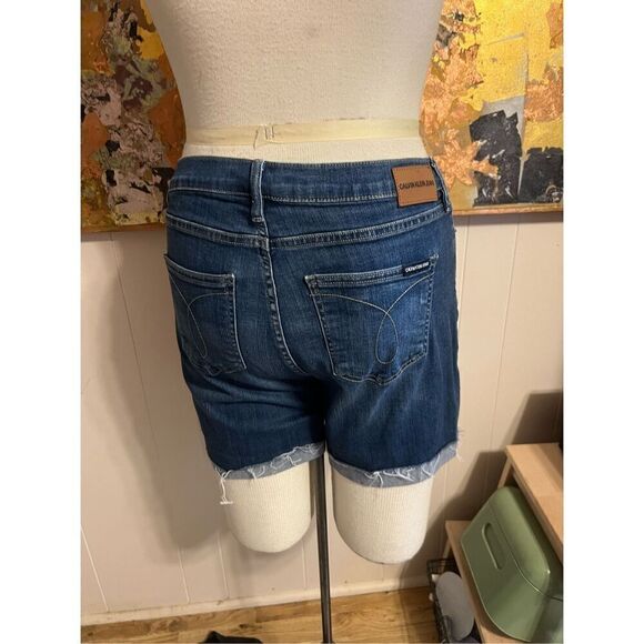 Calvin Klein Recycled Distressed Denim Cut Offs Shorts Size 12 - Picture 5 of 8